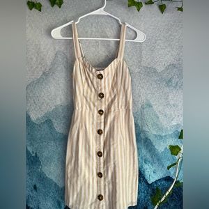 Abercrombie & Fitch white and tan striped dress with buttons